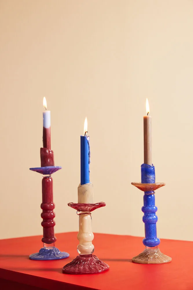 Lara lysestage M 26 cm, Blå Byon