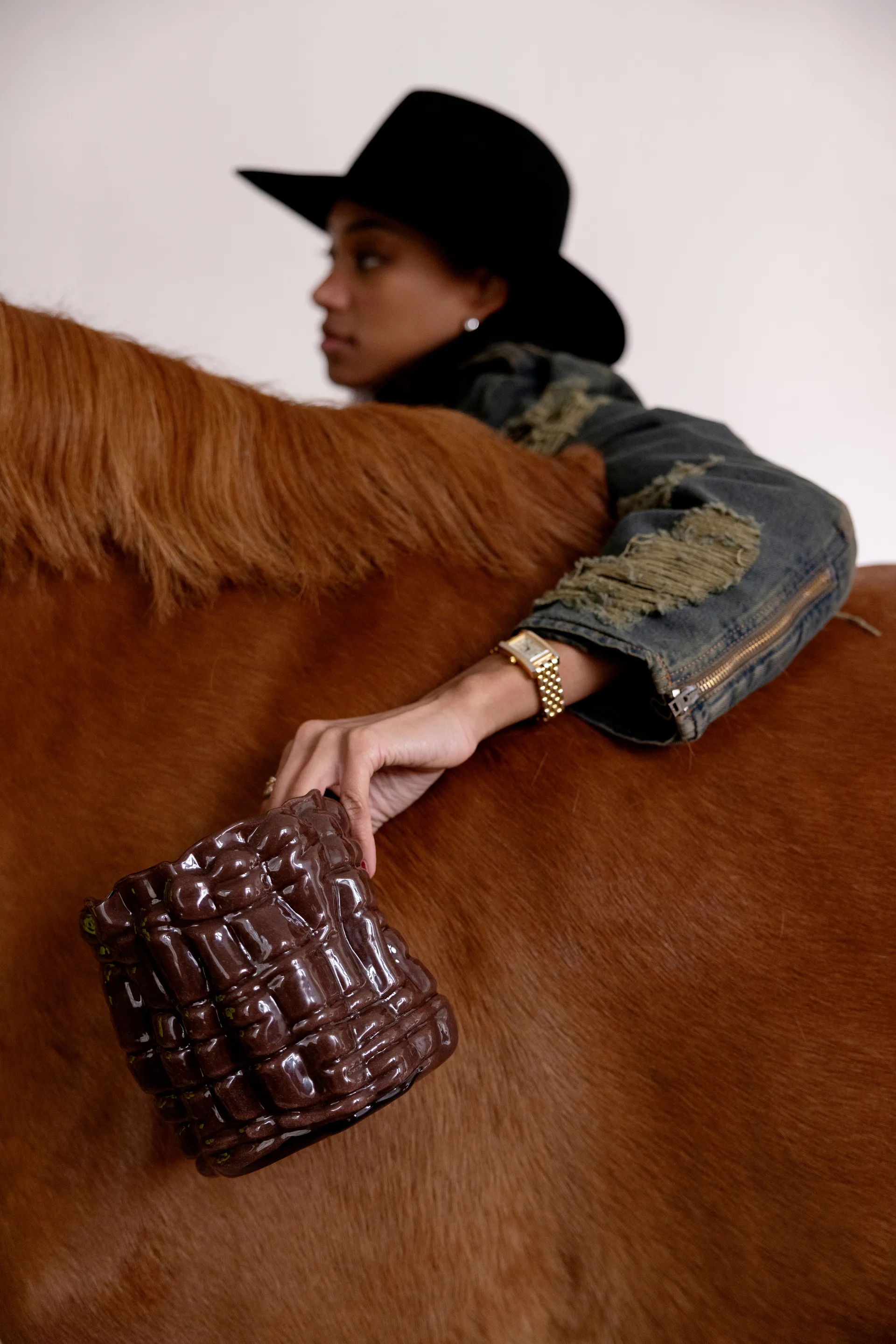 Laranne fyrfadsstage Ø15 cm, Brun Byon