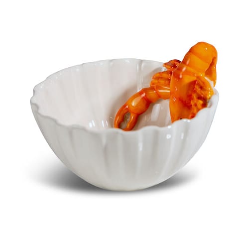 Lobsti skål Ø14 cm - Hvid/Orange - Byon