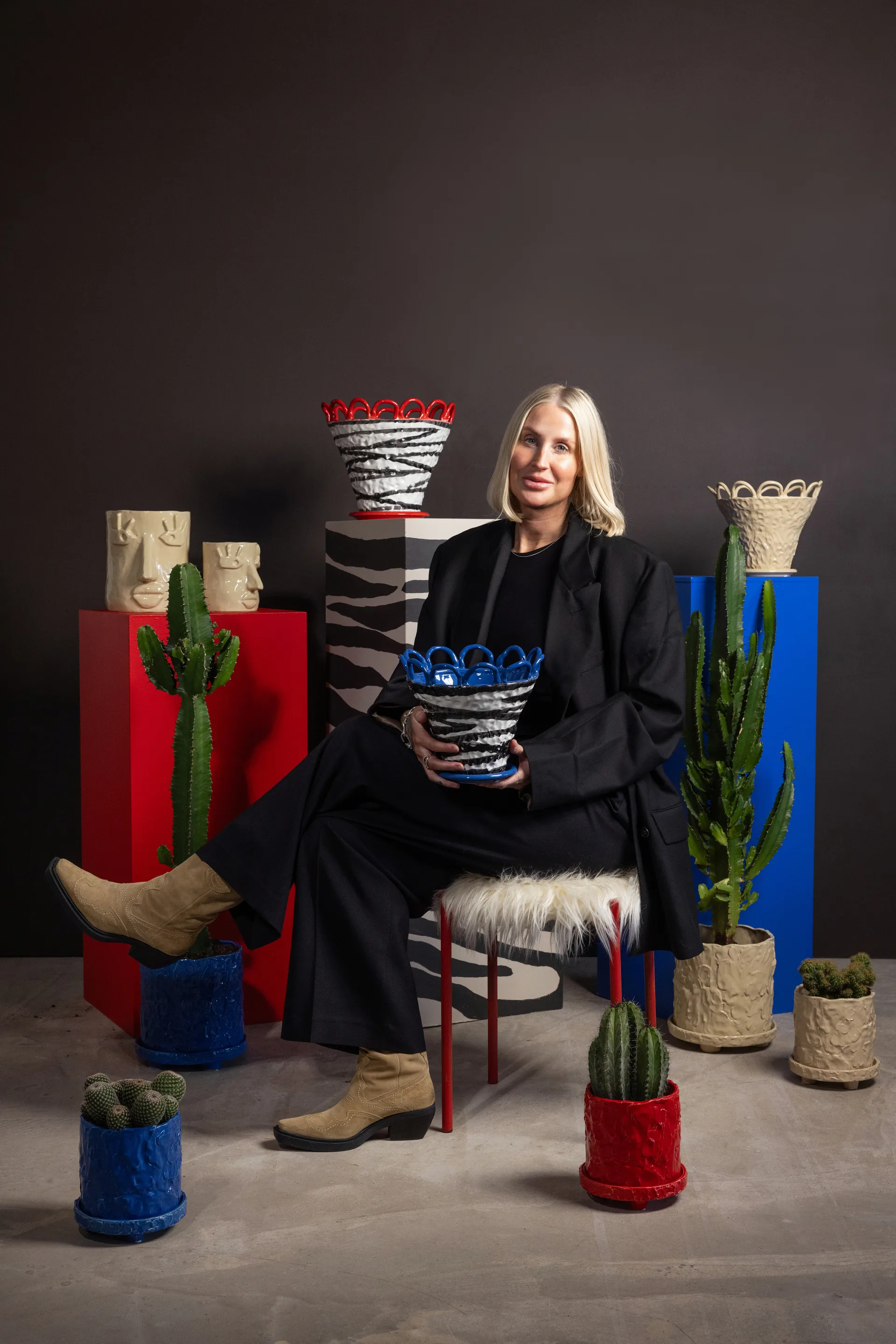 Muddy krukke L Ø23 cm, Blå Byon