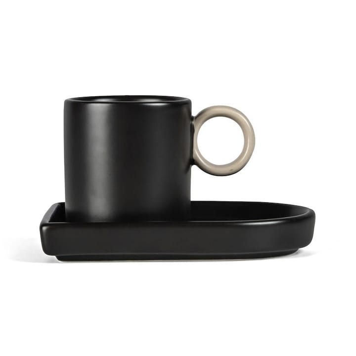 Niki espressokop med underkop - Black/Beige - Byon