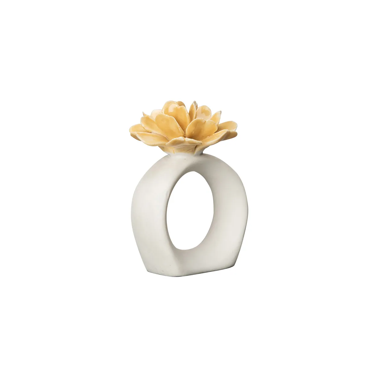 Water Lily servietring, White/Mustard Byon