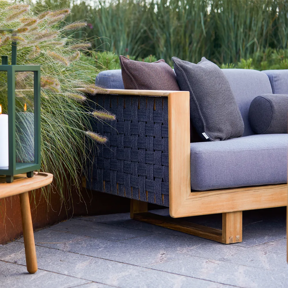 Angle Sofa 3-personers, Dark grey, teak Cane-line