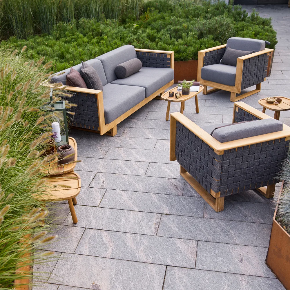 Angle Sofa 3-personers, Dark grey, teak Cane-line