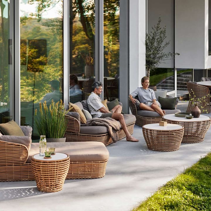 Basket sofabord, Fossil black, stor, gråt flettet underrede Cane-line