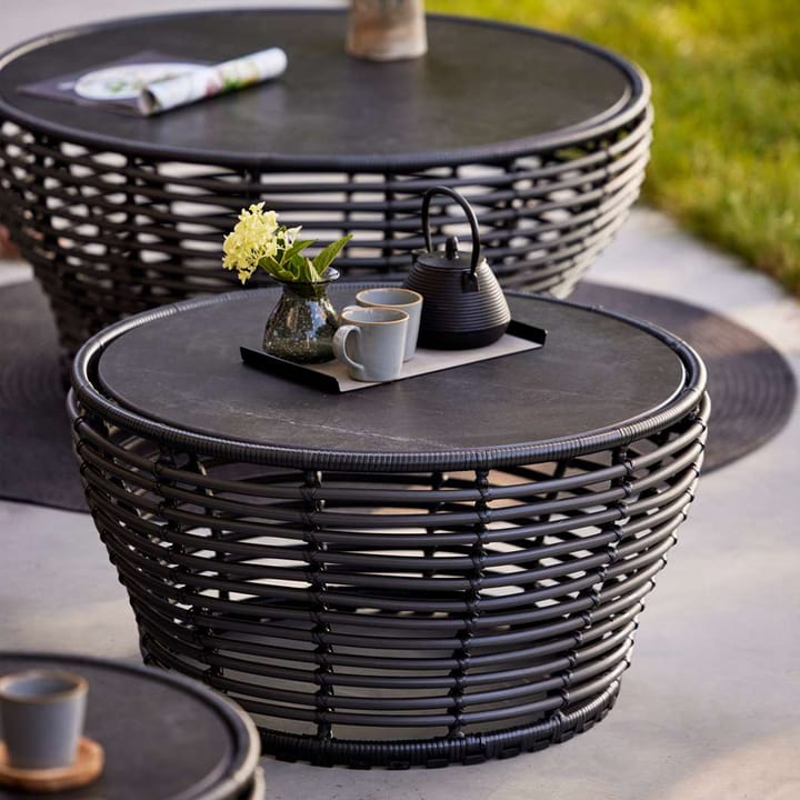 Basket sofabord, Fossil black, stor, gråt flettet underrede Cane-line