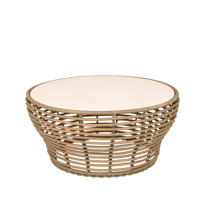 Basket sofabord - Travertin, stor, naturligt flettet underrede - Cane-line