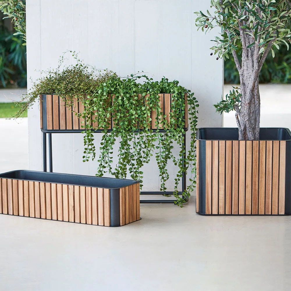 Combine plantekasse, Teak, lava grey Cane-line