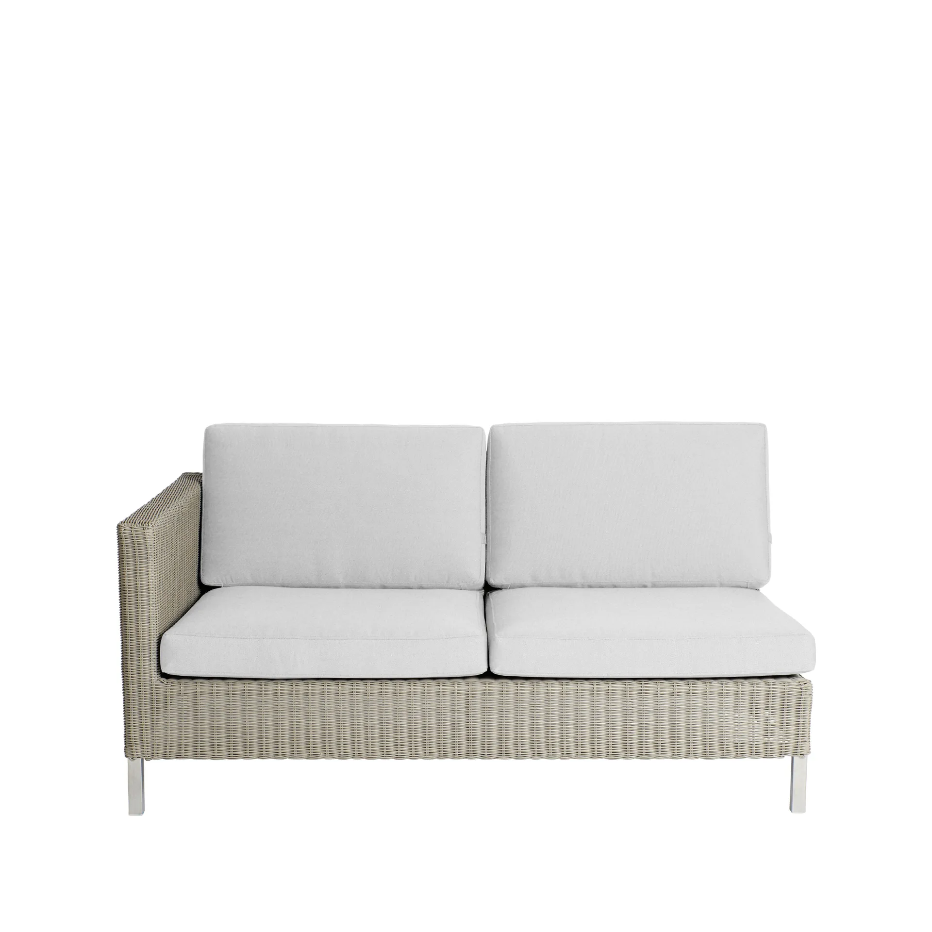 Connect modulsofa, 2-personers taupe, højre, hvide hynder Cane-line