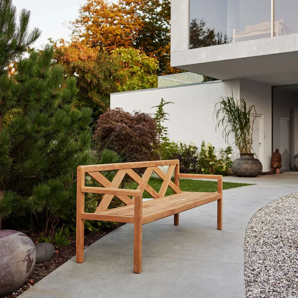 Grace 2-personers bænk, Light grey, teak Cane-line