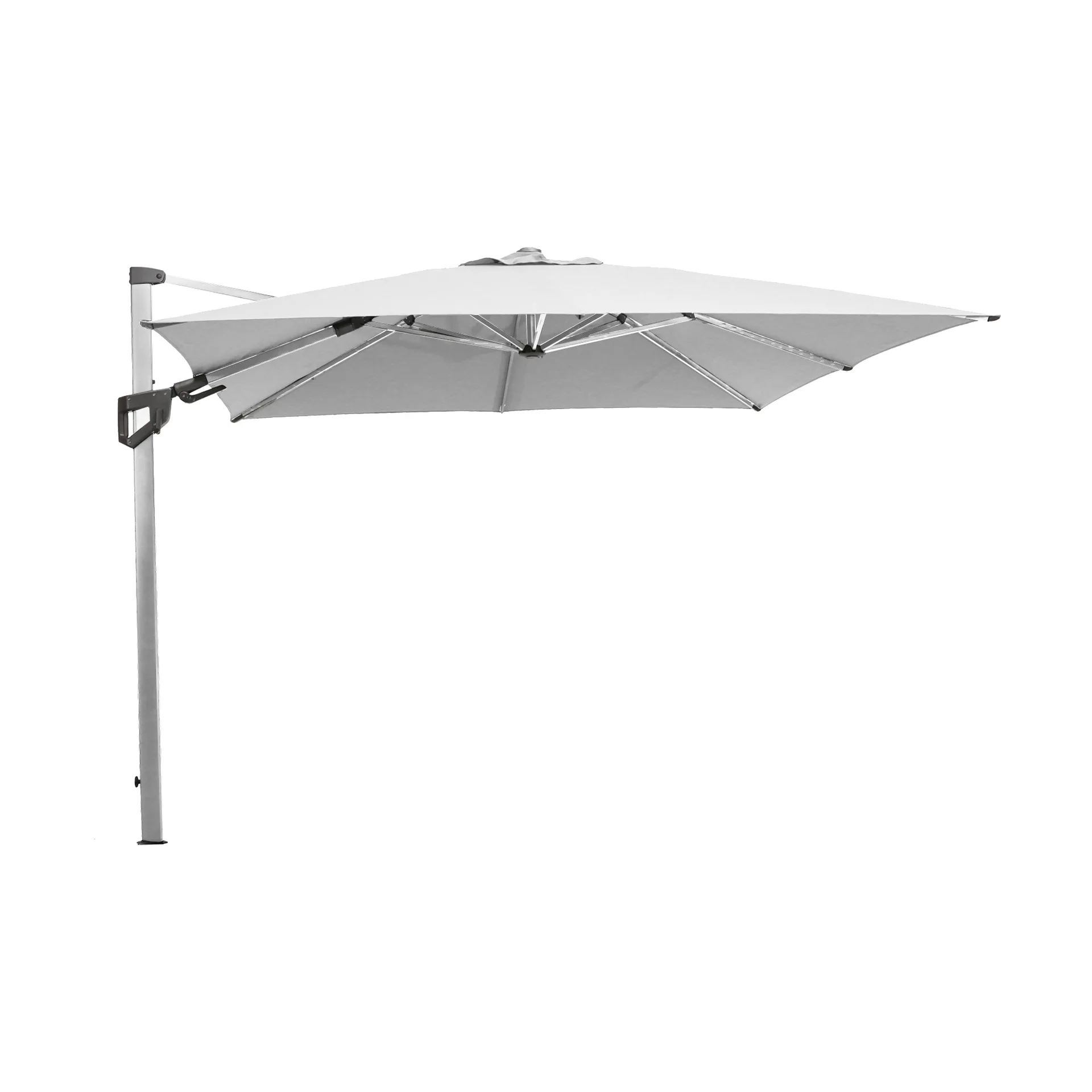 Hyde Luxe Tilt parasol 300x300 cm, Dusty white-sølvanodiseret stel Cane-line