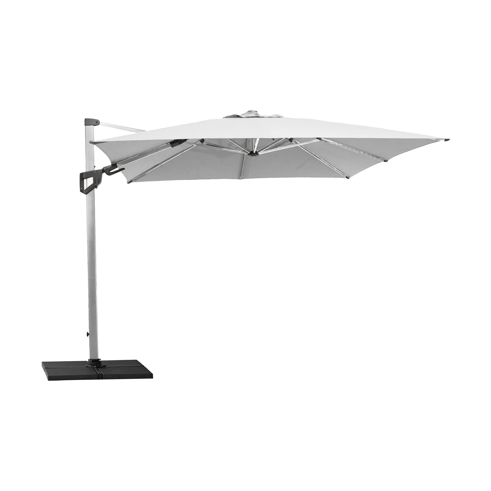 Hyde Luxe Tilt parasol 300x300 cm, Dusty white-sølvanodiseret stel Cane-line
