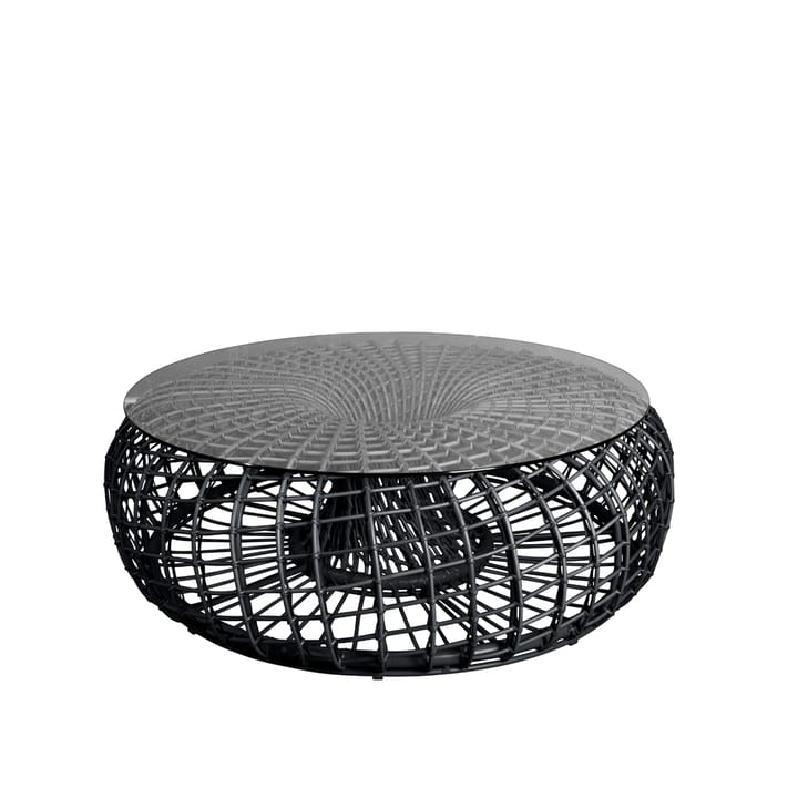 Nest bord/fodskammel - Lava grey, stor, inkl. skive i glas - Cane-line