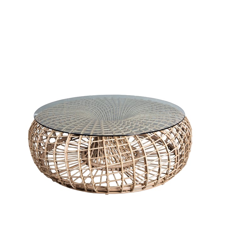 Nest bord/fodskammel - Natural, stor, inkl. skive i glas - Cane-line