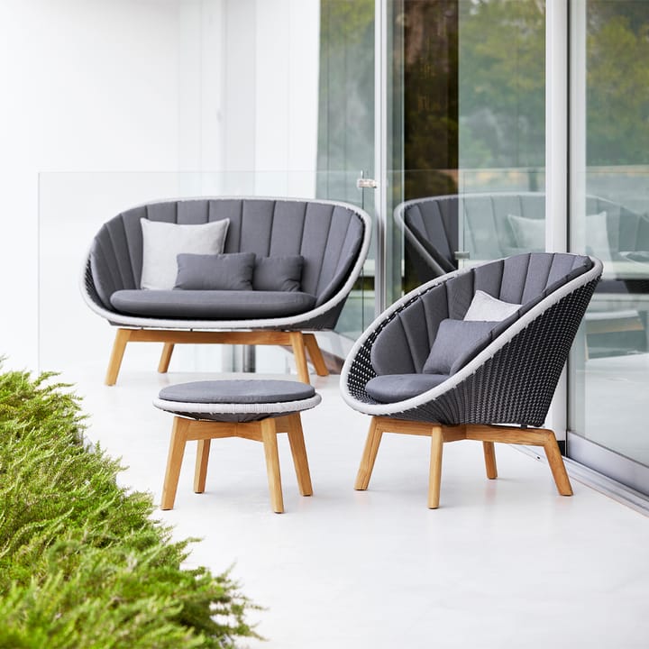 Peacock weace sofa, 2-personers grey/light grey, teakben Cane-line