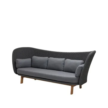 Peacock Wing 3 personers sofa - Cane-Line Natté dark grey, inkl. grå hynder, ben i teak - Cane-line