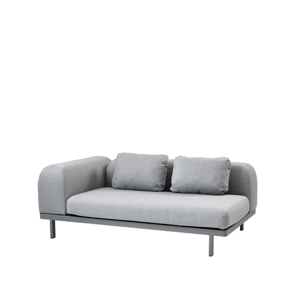 Space modulsofa 2-personers light grey, Venstre-grå aluminiumstativ Cane-line