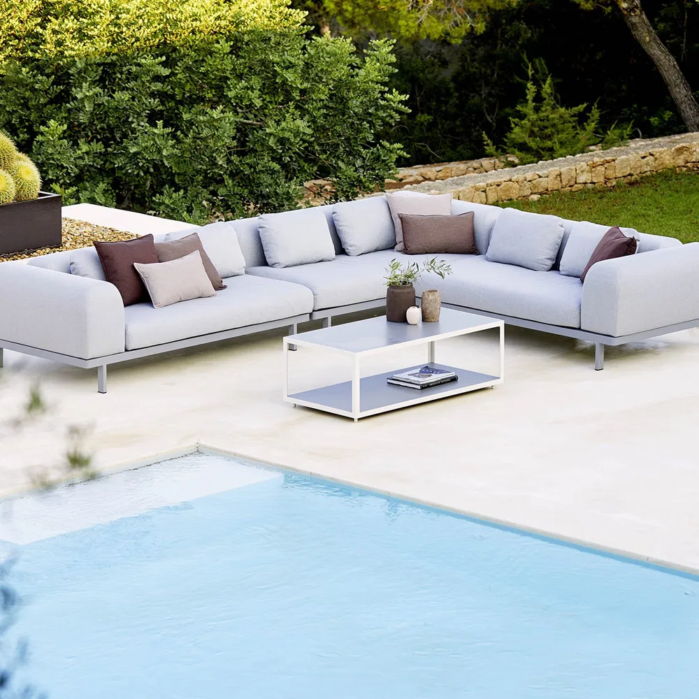 Space modulsofa 2-personers light grey, Venstre-grå aluminiumstativ Cane-line