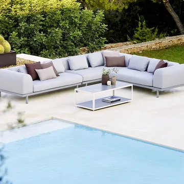 Space modulsofa 2-personers light grey - Venstre-grå aluminiumstativ - Cane-line
