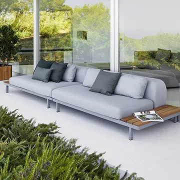 Space modulsofa 2-personers light grey - Venstre-grå aluminiumstativ - Cane-line