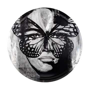 Golden Butterfly bakke Ø46 cm - Black-white - Carolina Gynning
