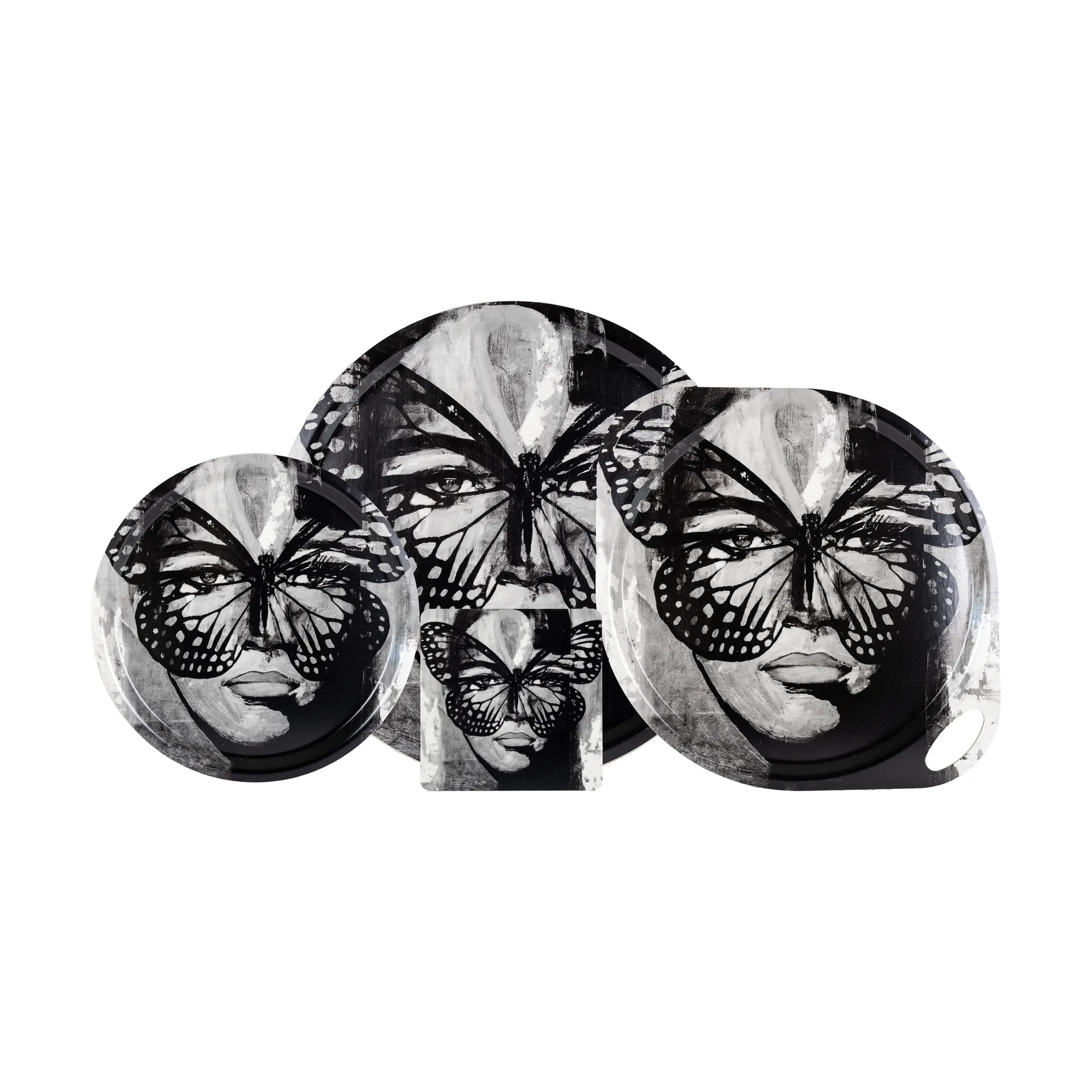 Golden Butterfly bakke Ø46 cm, Black-white Carolina Gynning