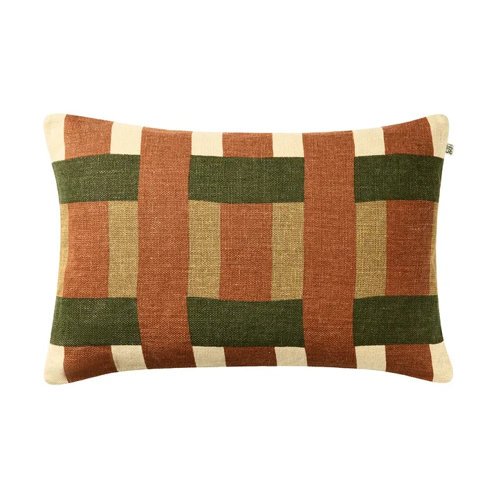 Benaras pudebetræk - Apricot Orange-Khaki-Cactus Green, 40x60 cm - Chhatwal & Jonsson