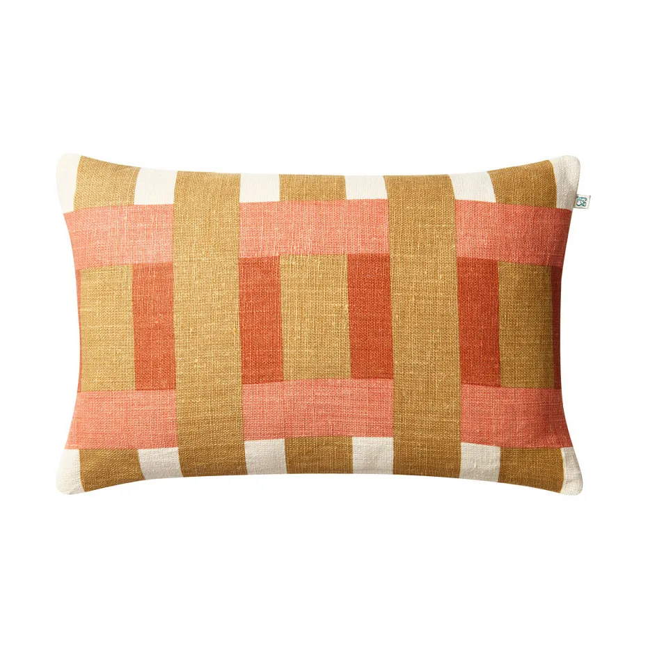 Benaras pudebetræk, Khaki-rose-apricot orange, 40x60 cm Chhatwal & Jonsson