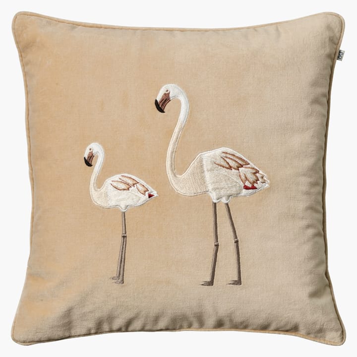 Broderet flamingo – pudebetræk 50 x 50 cm - Beige - Chhatwal & Jonsson