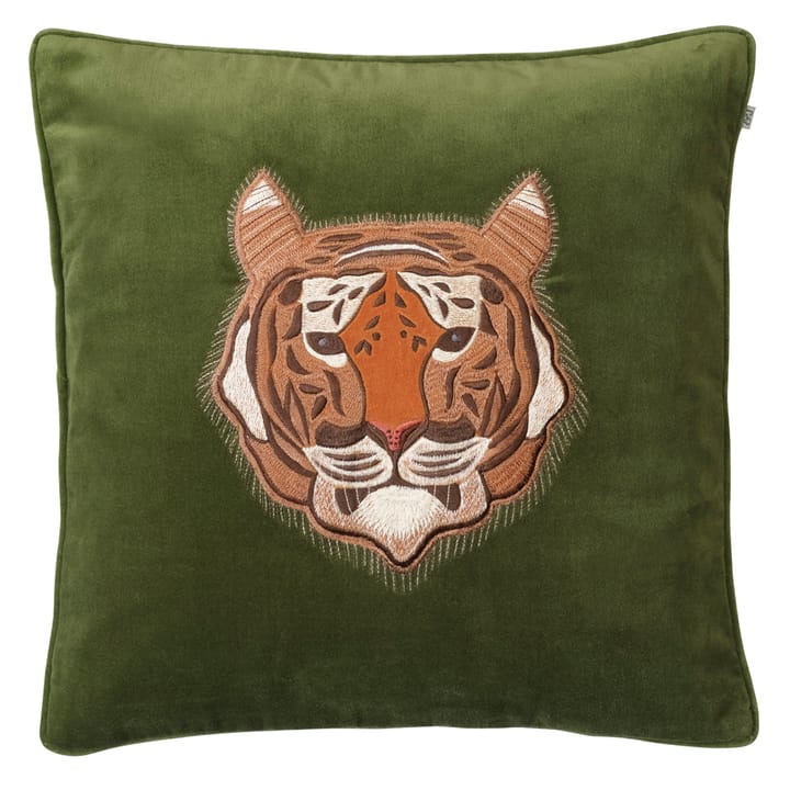 Broderet tiger – pudebetræk 50 x 50 cm - Cactus green - Chhatwal & Jonsson