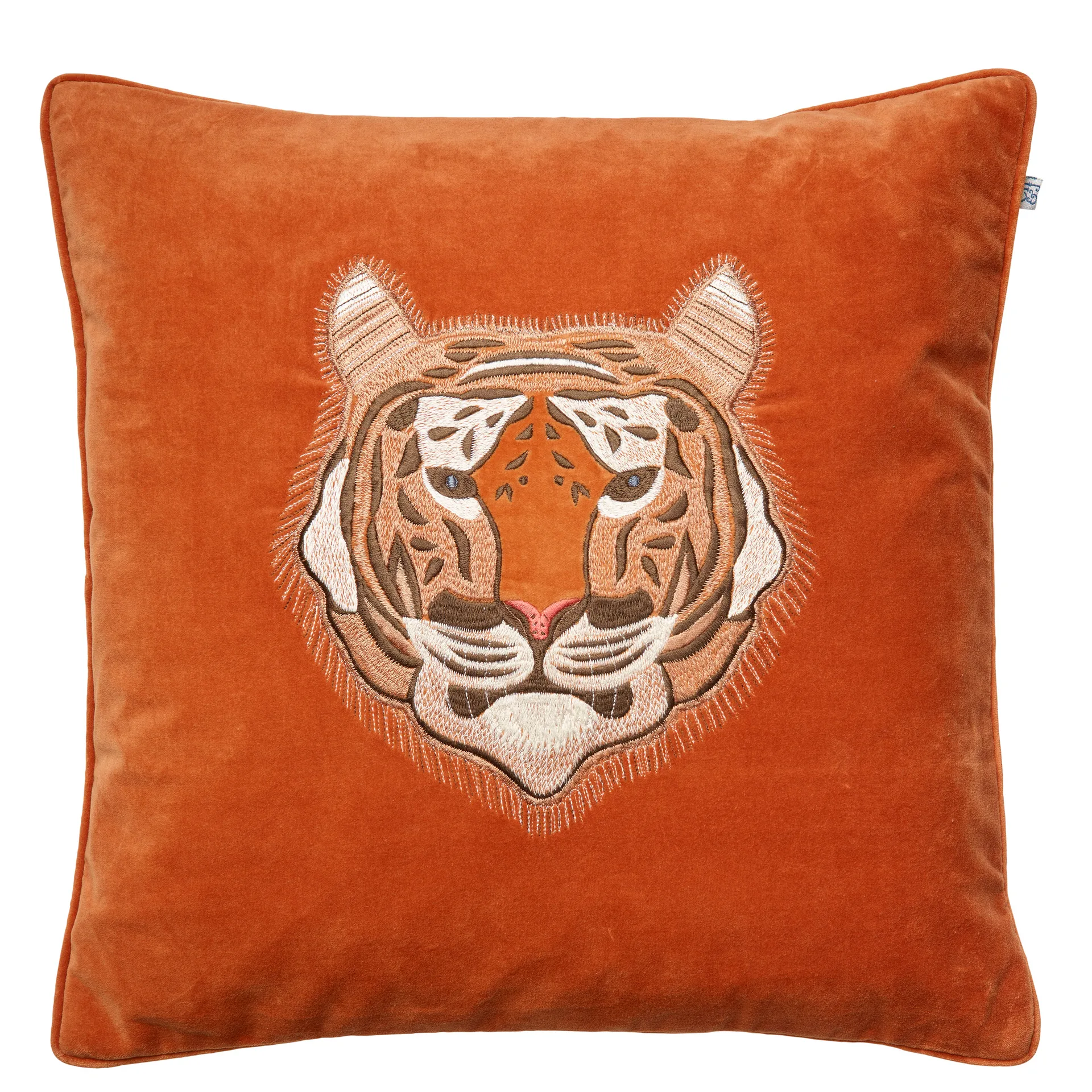 Broderet tiger – pudebetræk 50 x 50 cm, Orange Chhatwal & Jonsson