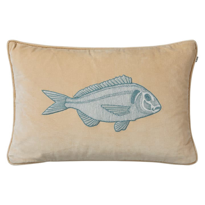 Embroidered Carp pudebetræk 40x60 cm - Beige/Heaven blue - Chhatwal & Jonsson