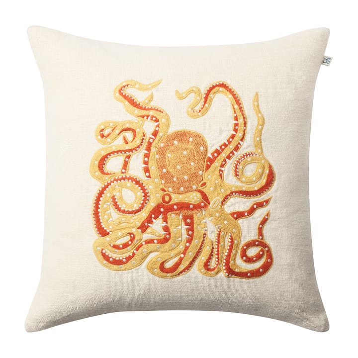 Embroidered Octopus pudebetræk 50x50 cm - Spicy yellow/Orange - Chhatwal & Jonsson