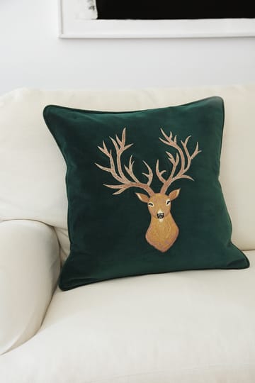 Embroidered Reindeer pudebetræk 50x50 cm - Green - Chhatwal & Jonsson