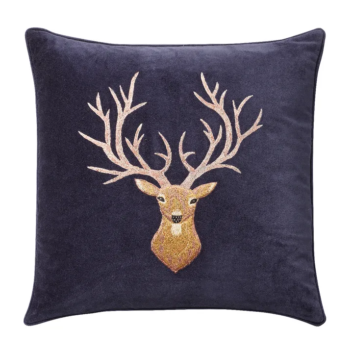 Embroidered Reindeer pudebetræk 50x50 cm - Navy - Chhatwal & Jonsson