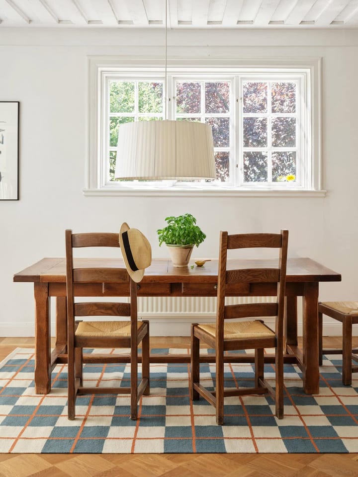Haveli tæppe 230x320 cm, Heaven blue-light khaki-rust Chhatwal & Jonsson