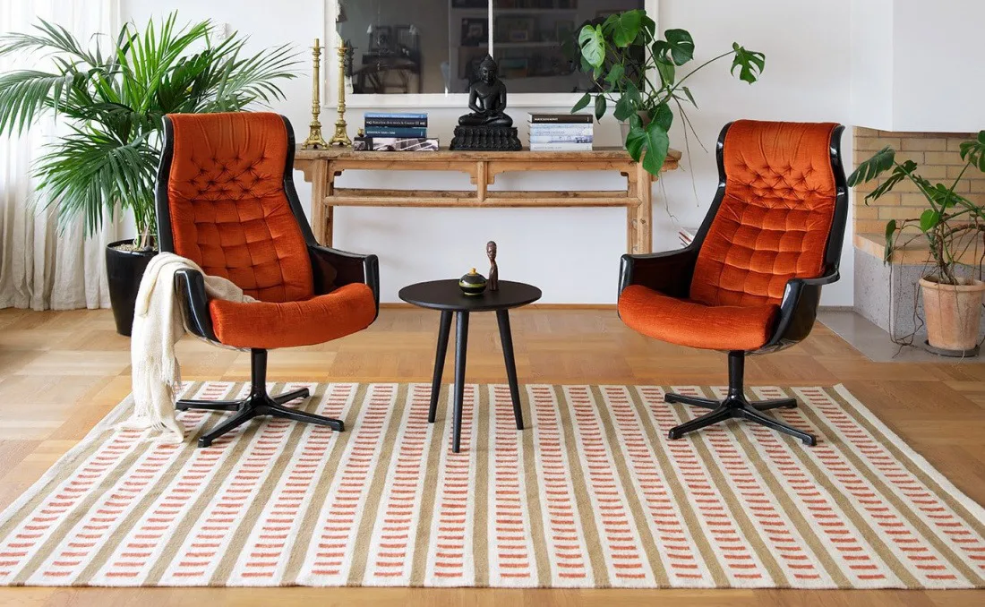 Ladakh uldtæppe, Off white-beige-rust, 180x270 cm Chhatwal & Jonsson