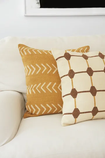 Rakhi pudebetræk 50x50 cm - Taupe/Spicy yellow - Chhatwal & Jonsson