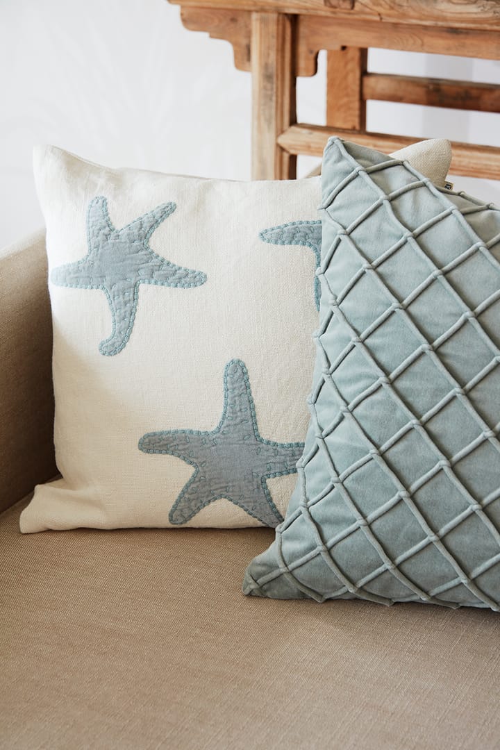 Star Fish pudebetræk 50x50 cm, Offwhite/Aqua Chhatwal & Jonsson