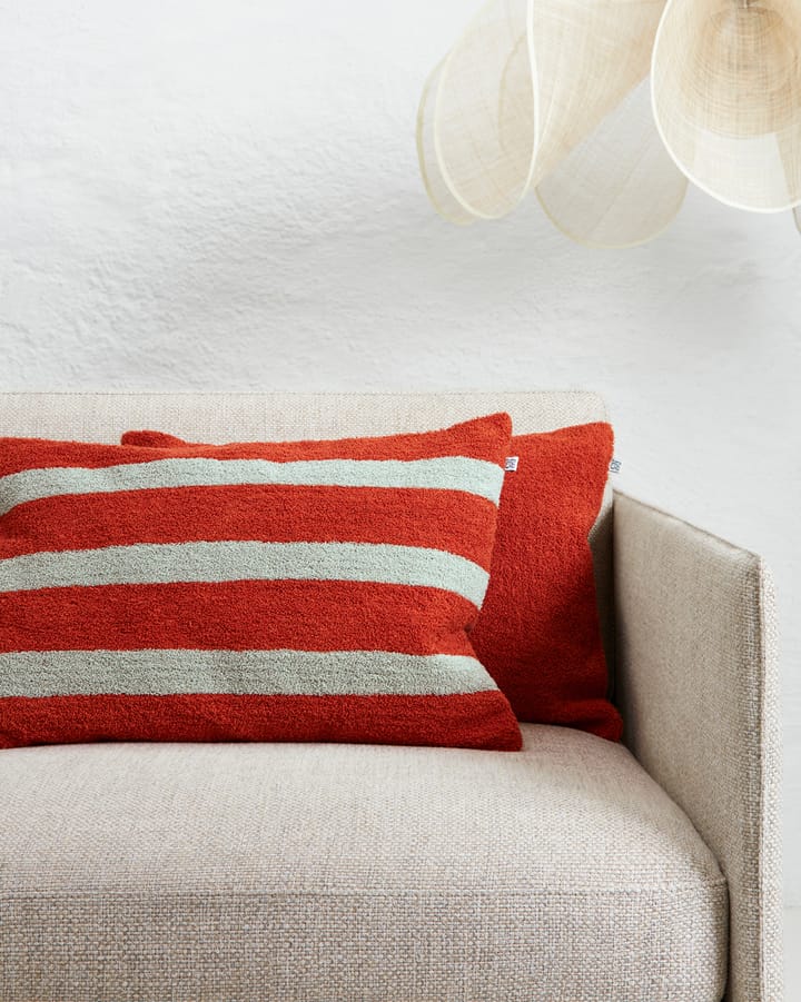 Stripe linen boucle pudebetræk 40x60 cm, Apricot orange-aqua Chhatwal & Jonsson