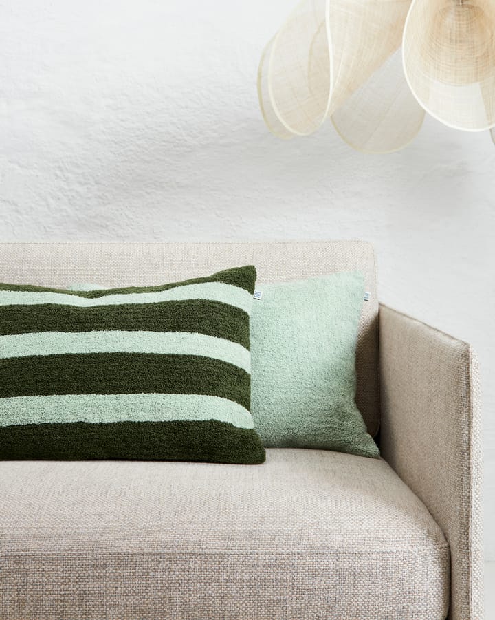 Stripe linen boucle pudebetræk 40x60 cm, Cactus green-aqua Chhatwal & Jonsson
