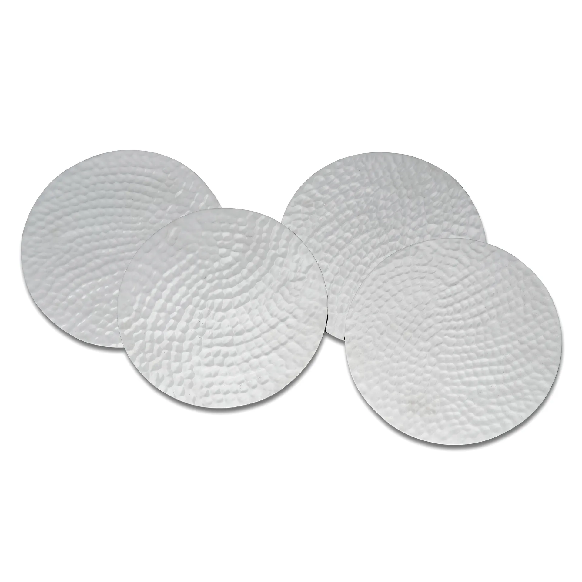 Glasbrikker hammered Ø10 cm 4-pak, Forniklet messing Classic Collection