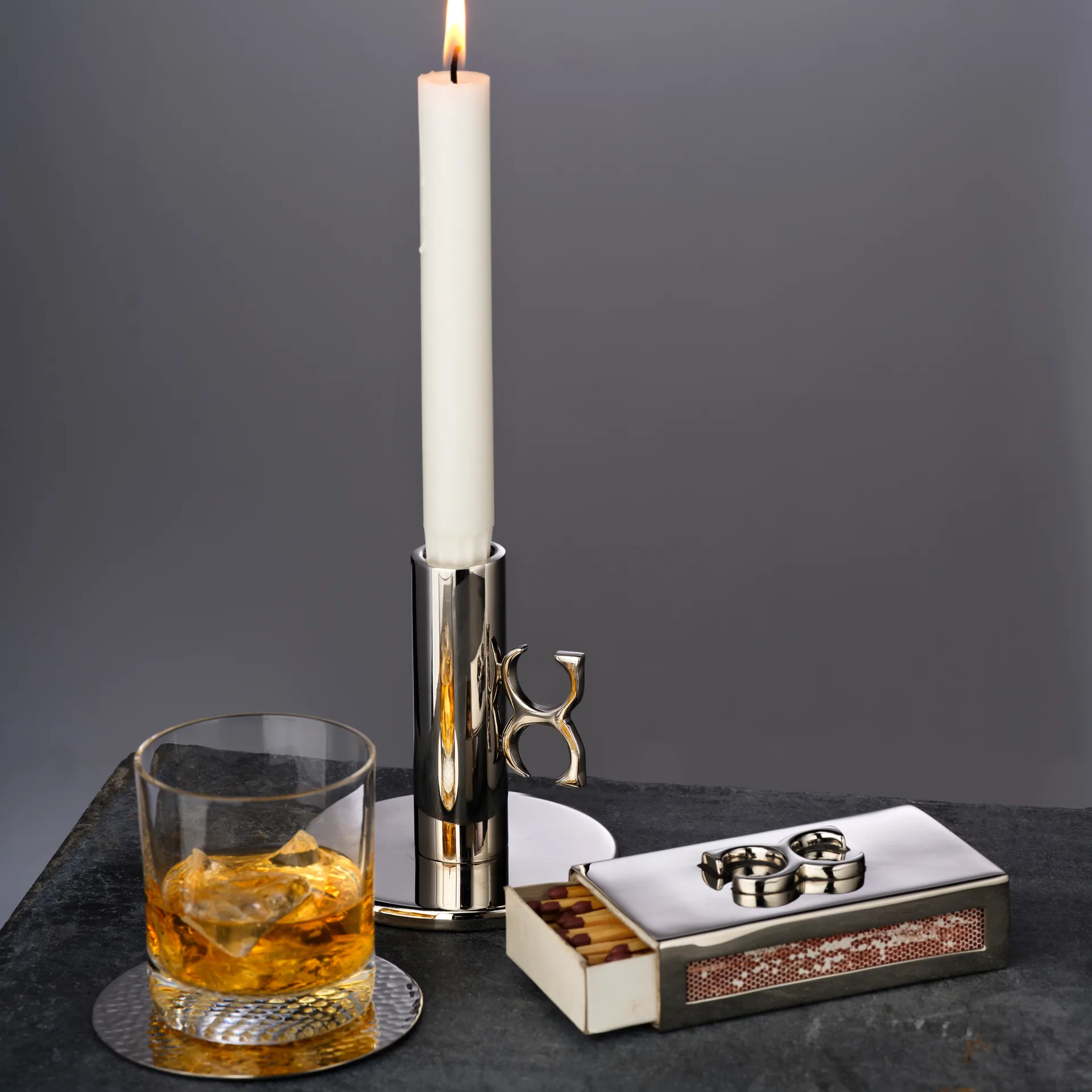 Glasbrikker hammered Ø10 cm 4-pak, Forniklet messing Classic Collection