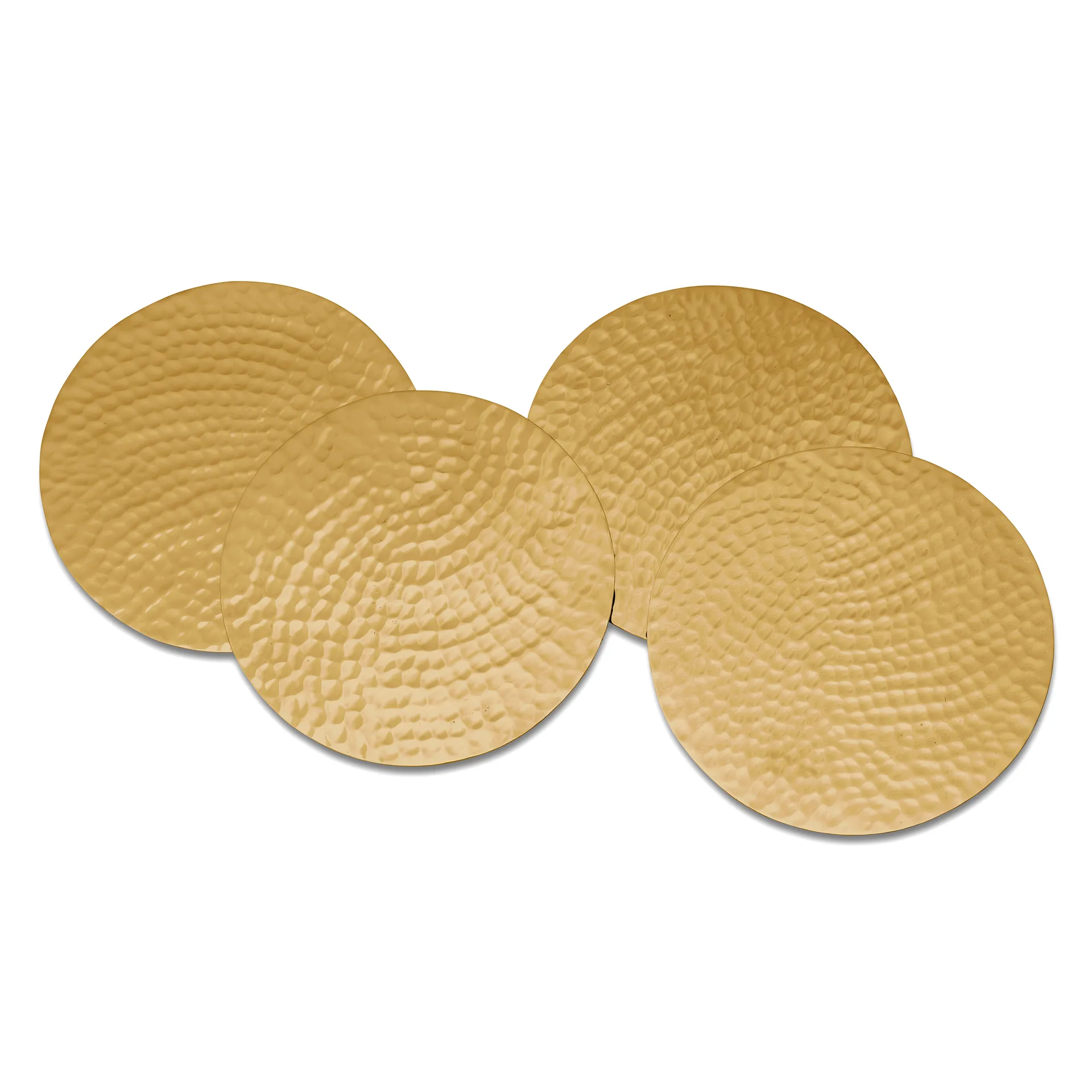 Glasbrikker hammered Ø10 cm 4-pak, Messing Classic Collection