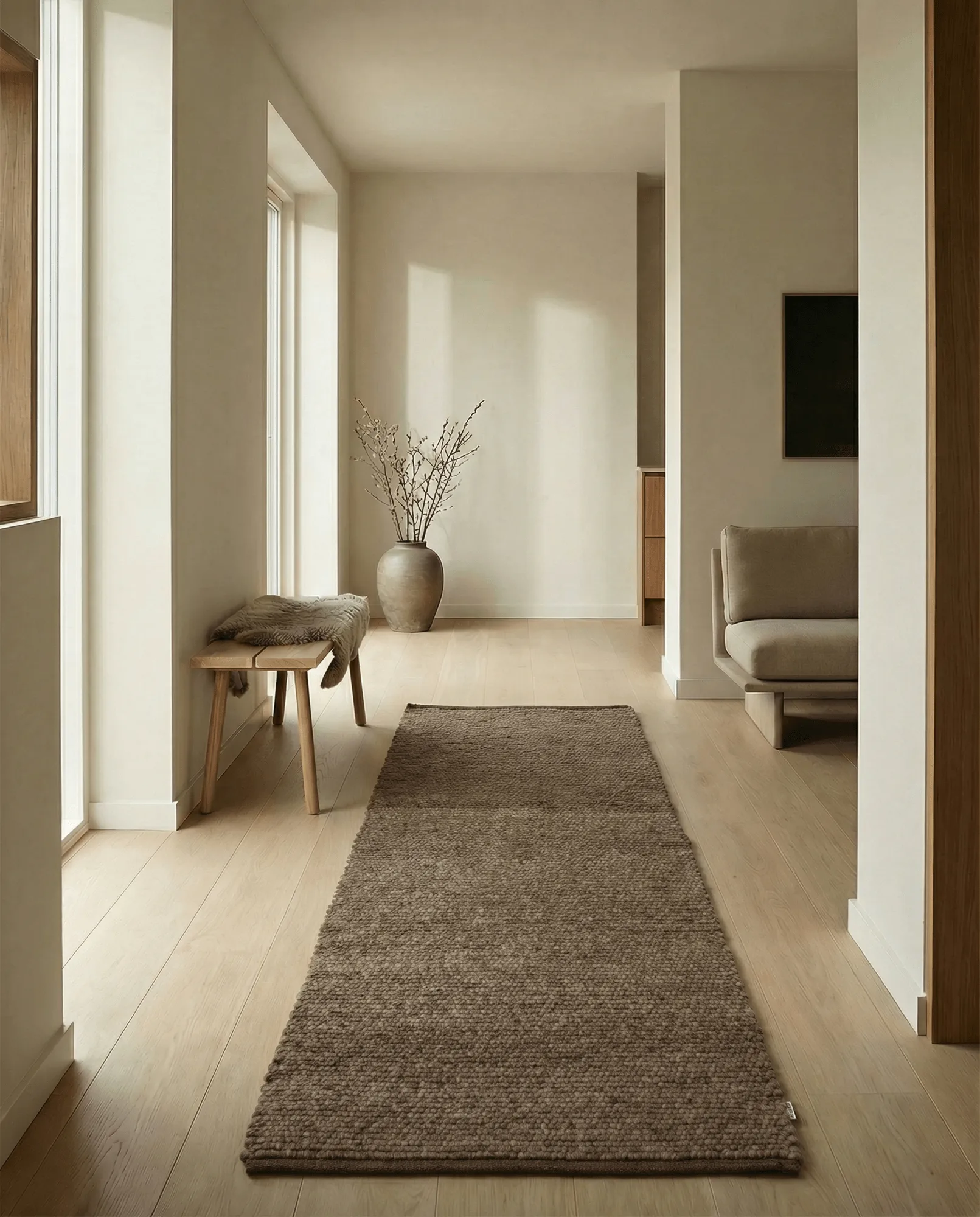 Merino løber, Brun, 80x300 cm Classic Collection