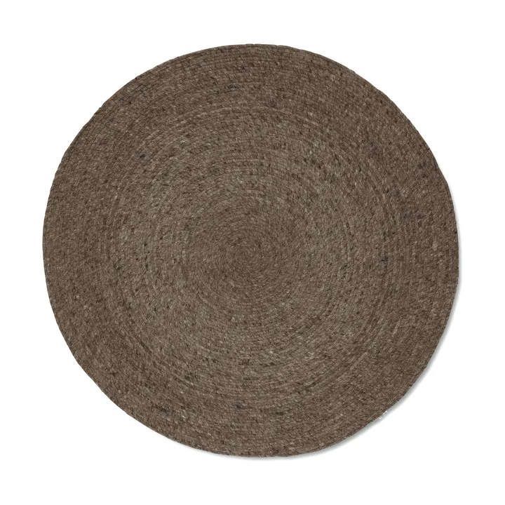 Merino uldtæppe rundt Ø200 cm - Brun - Classic Collection