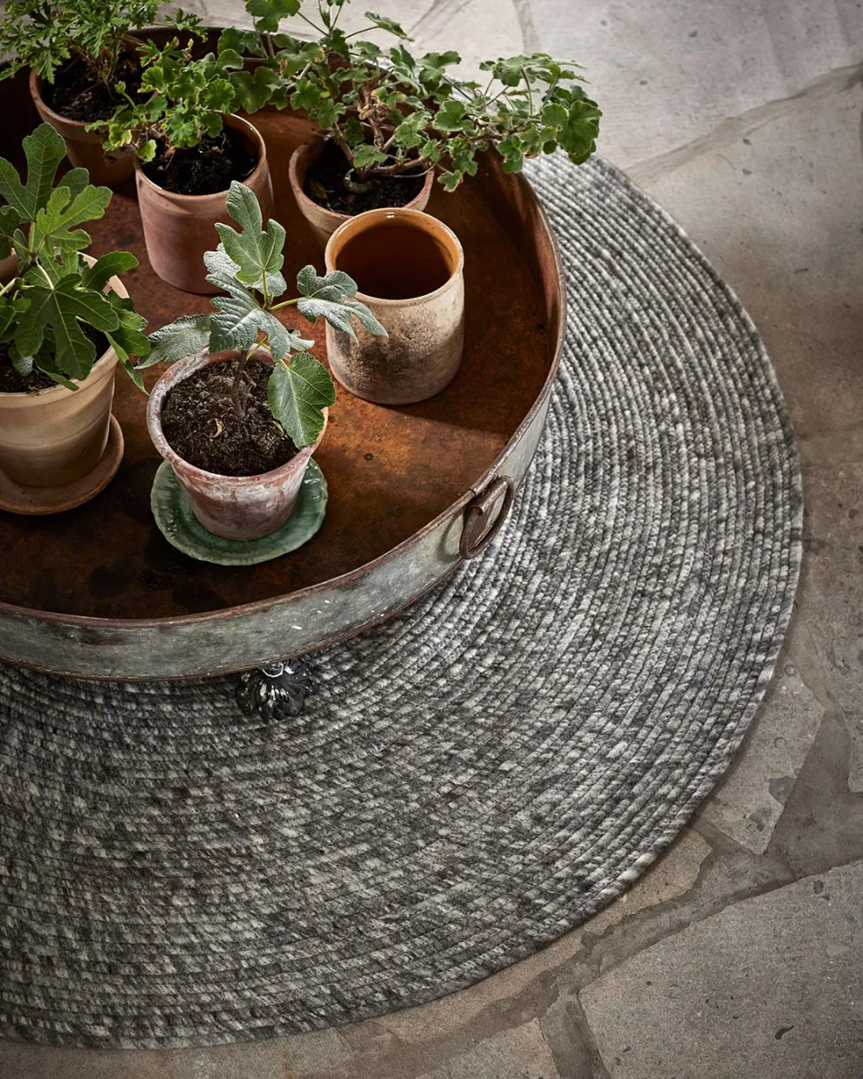 Merino uldtæppe rundt Ø200 cm, Grå Classic Collection