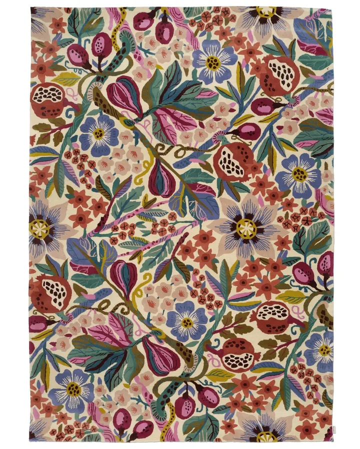 Pomegranate tæppe - Hvid-multi, 200x300 cm - Classic Collection