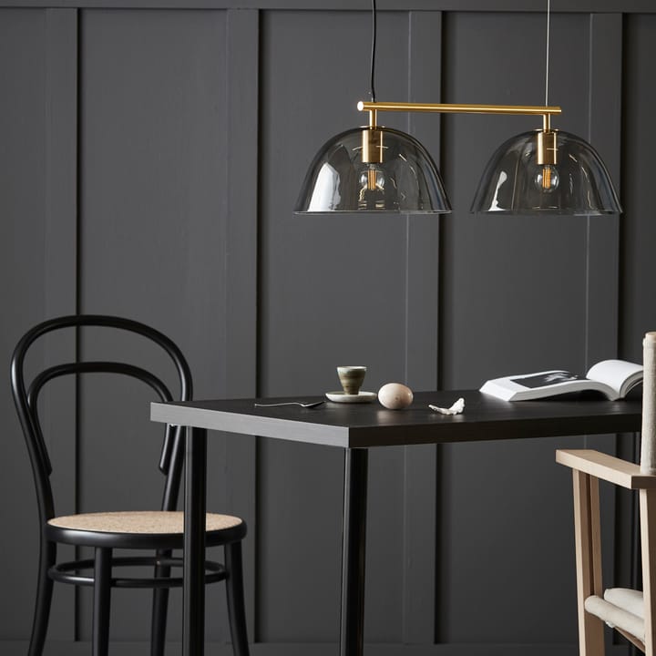 Wendo 70 loftslampe røgfarvet glas, Messing-finish CO Bankeryd