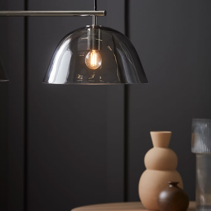 Wendo 70 loftslampe røgfarvet glas, Nikkel CO Bankeryd